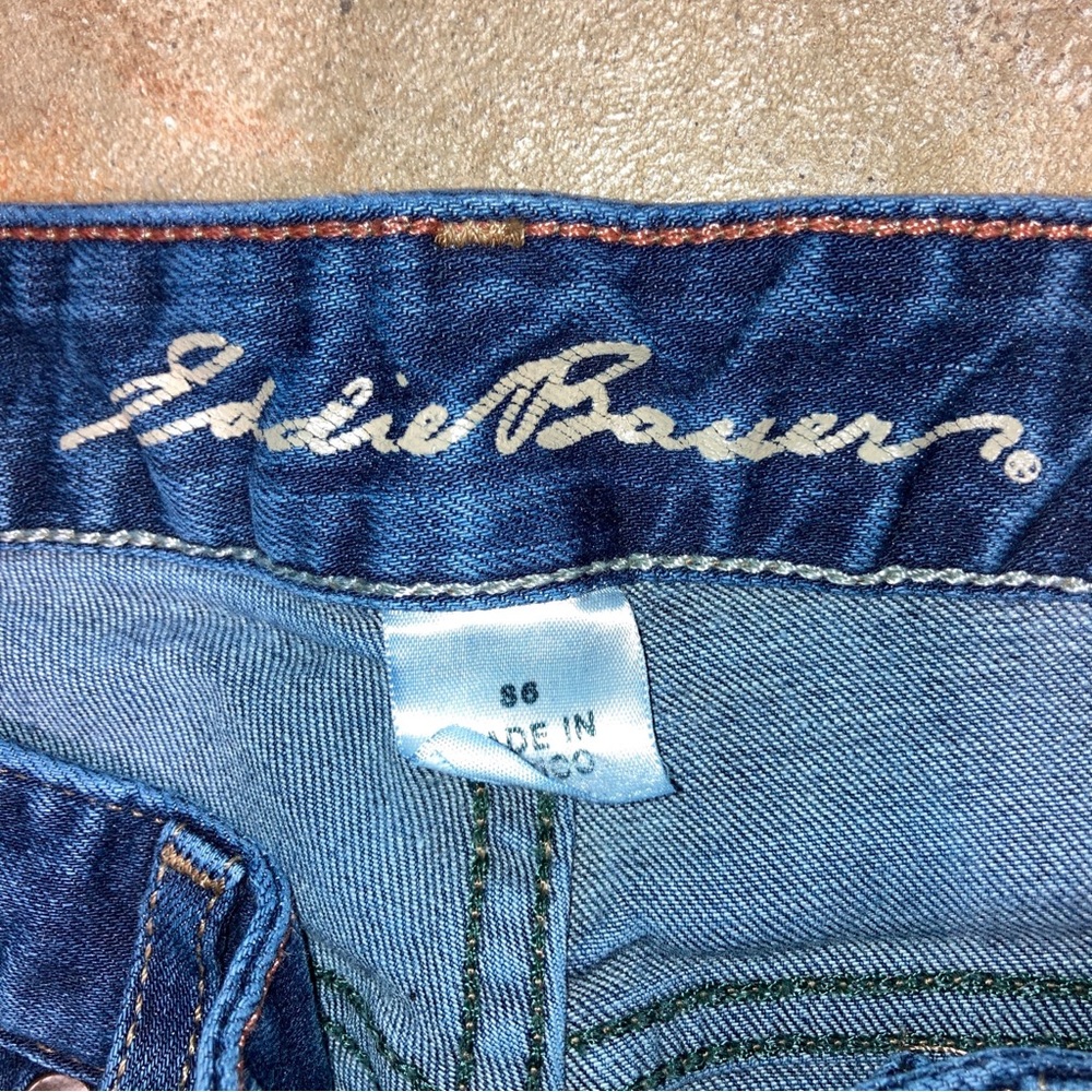 SOLD @sunniebunny 01 Eddie Bauer Curvy Fit Straight Leg Blue Blue Jeans 6 - Picture 4 of 10